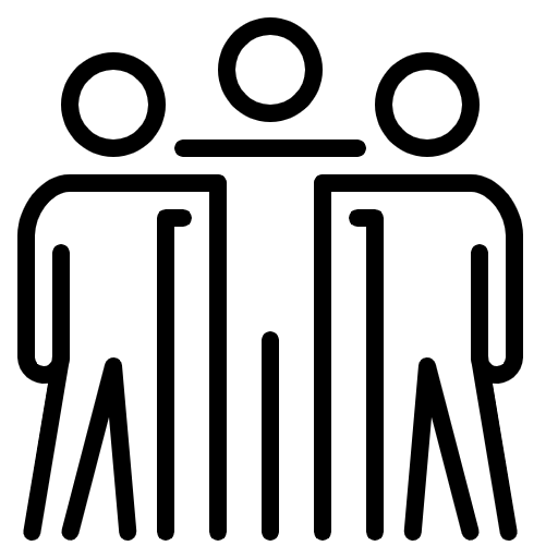 אייקון שלושה אנשיםעומדים יחדיו